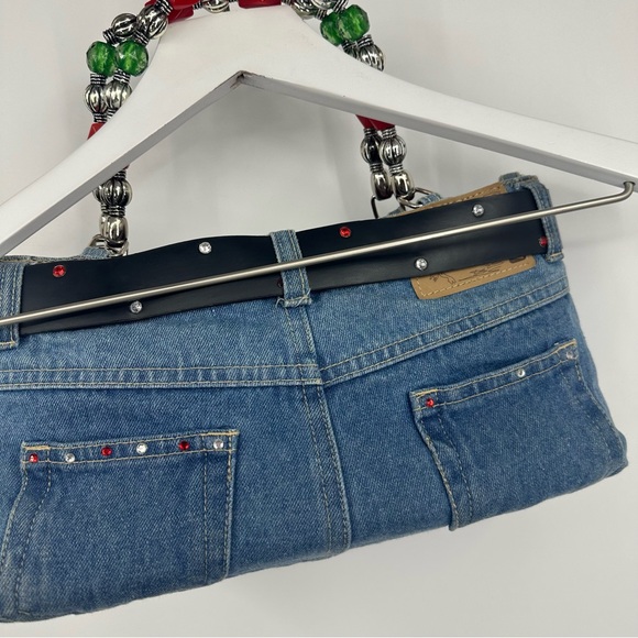 Vintage Y2K Christmas Denim Mini Bag Early 2000s Snowman - Picture 6 of 6